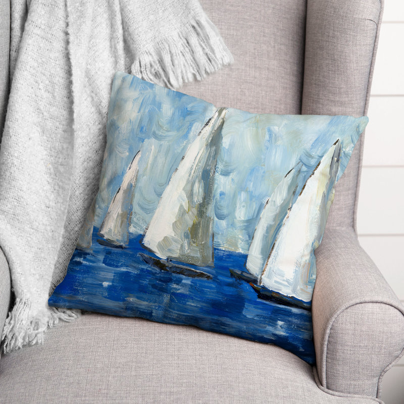  Housse de coussin d'extérieur carré peint, Bleu
