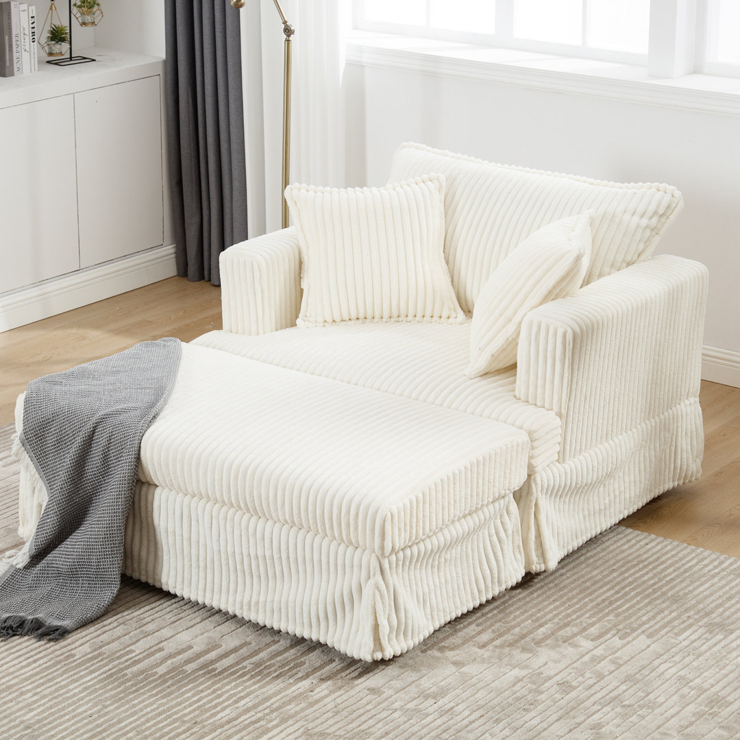 Tanaka Oversized Upholstered Indoor Chaise Lounge Chair with Ottoman, 2 Pillows Ebern Designs Upholstery 