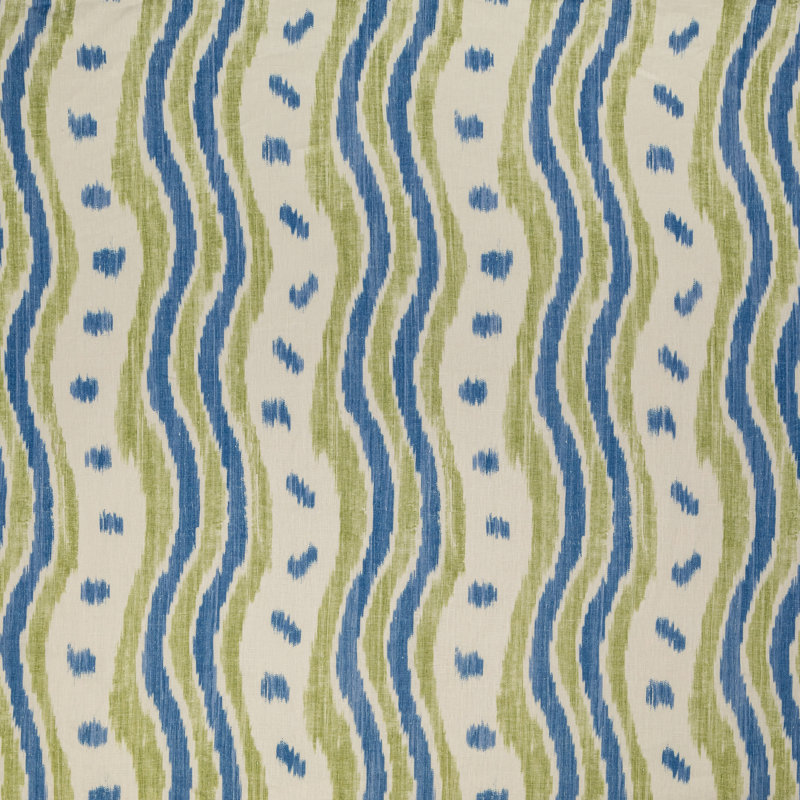 Ikat Stripe Fabric, Blue/Lime