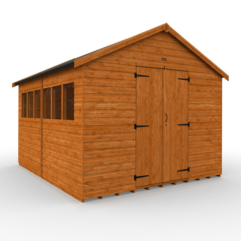 10 ft. W x 12 ft. D Solid Wood Shiplap Apex Garden Shed