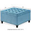 Rangement bleu avec capitonnage et pieds rembourrés