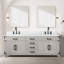 Meuble-lavabo double en chêne blanc l 84 po x P 22 po, comptoir en marbre de Carrare et miroirs 36 po