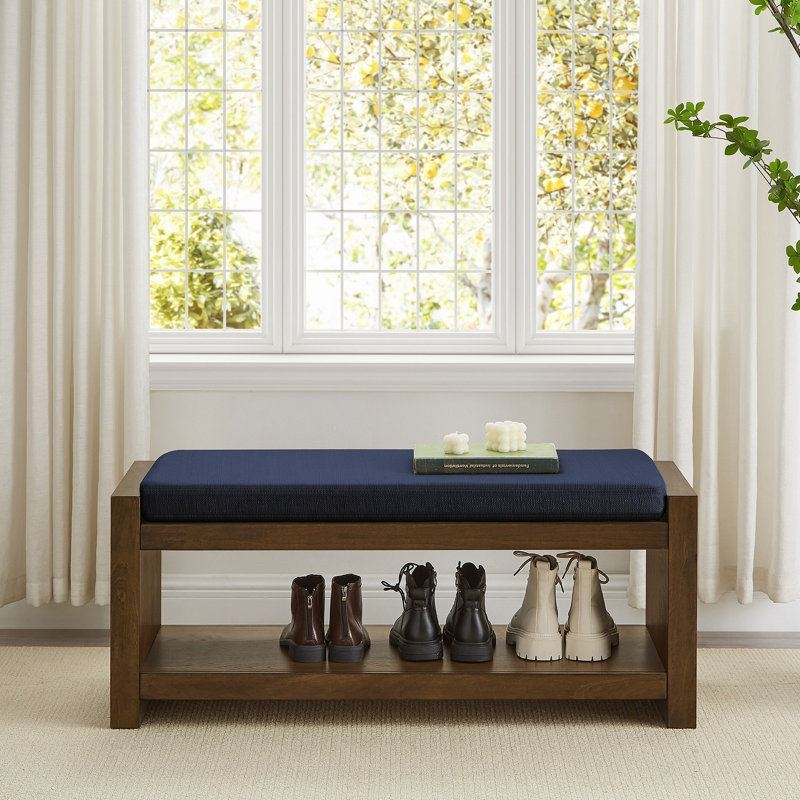 Banc d'appoint de 40 po avec étagère à chaussures inférieure, banc de siège rembourré pour le salon, banc de bout de lit compact moderne avec rangement pour sièges de chambre à coucher, coussin amovible