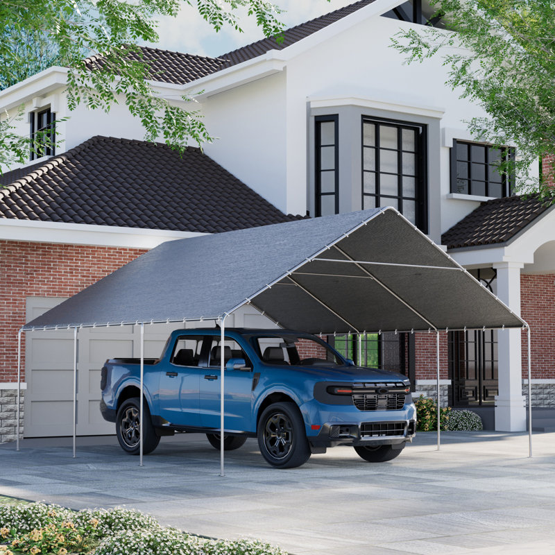 20 Ft. W x 20 Ft. D Carports, Waterproof & UV Protected Garage, Outdoor Canopy, Gray
