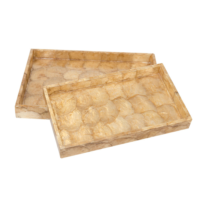 Ensemble de 2 plateaux marqués perlés Marquesa