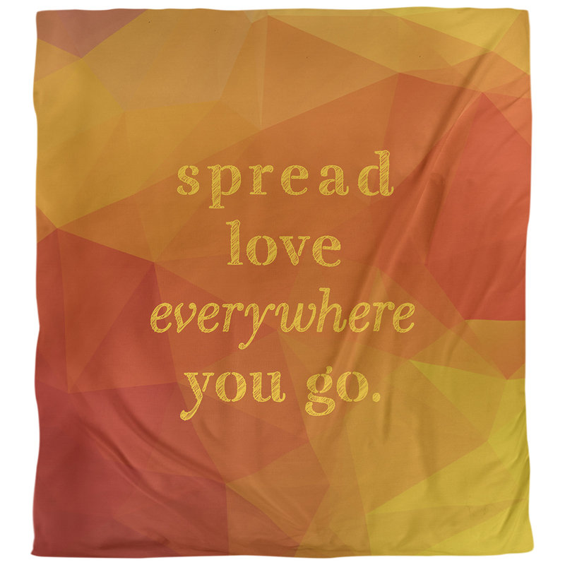 Housse de couette simple spread love quot, Jaune ambre, Housse de couette pour grand lit