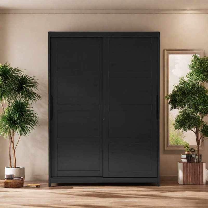 Garde-robe rétro pratique et classique, H 82,68 po x l 55,12 po x P 24,41 po, Noir