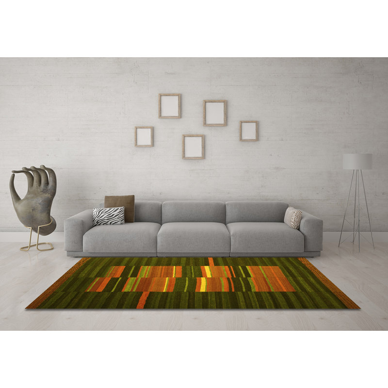 Heidelies Performance Striped Indoor Rug, Round 7'