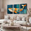 Tableau abstrait géométrique sur toile tendue (paquet de 3)-408407209