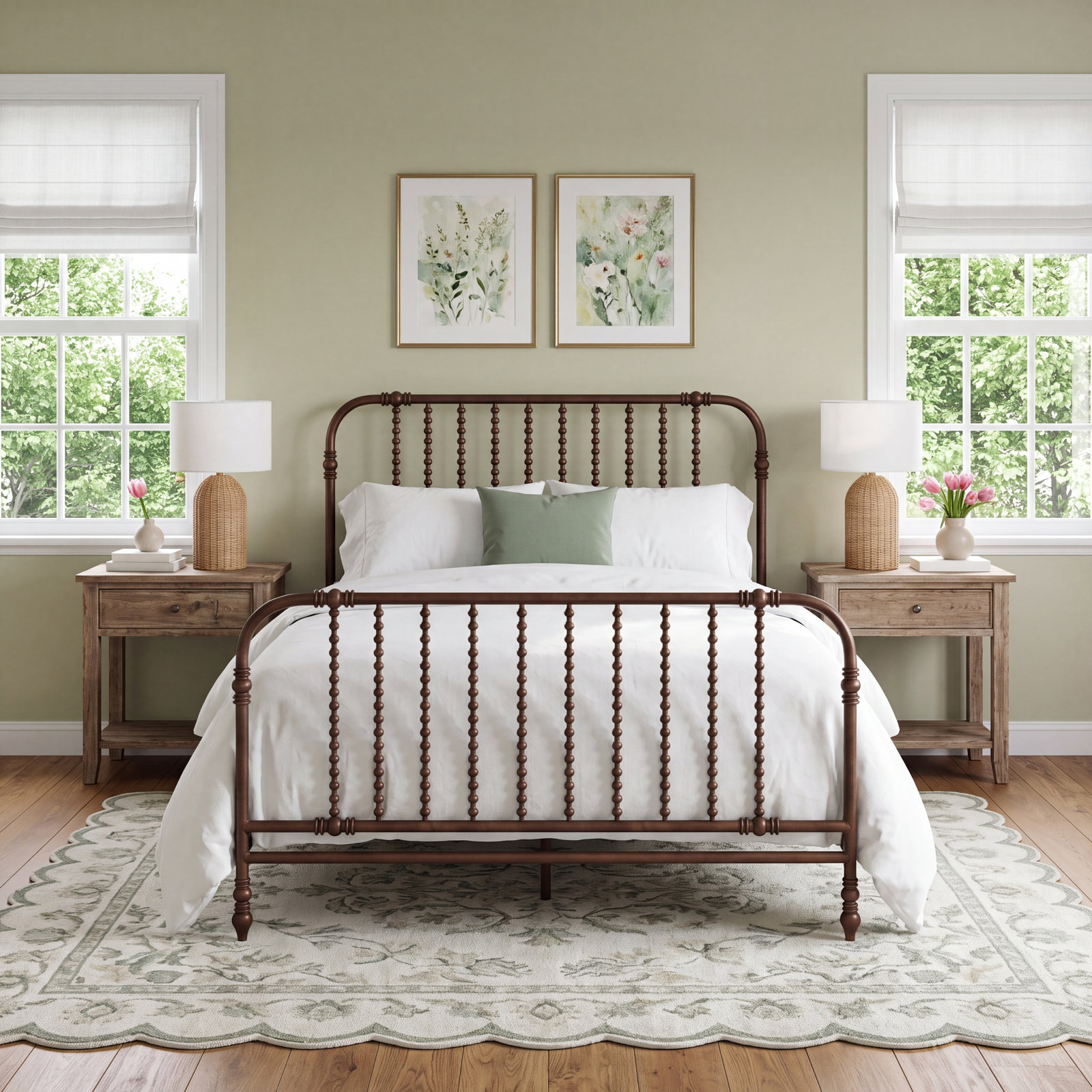 Earling Metal Spindle Bed, King