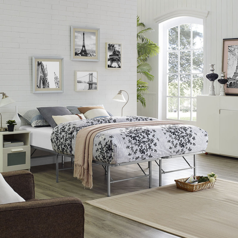 Modway Horizon Stainless Steel Bed Frame, Full, Silver