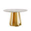 Table de salle à manger sophistiquée en marbre à texture moderne avec base en acier inoxydable pour une utilisation polyvalente dans la salle à manger