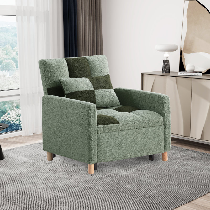 Chaise longue rembourrée Akuol, Vert / vert foncé Teddy