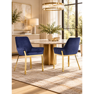     Ensemble de 2 fauteuils de salle à manger capitonnés Pangea Home Hudson