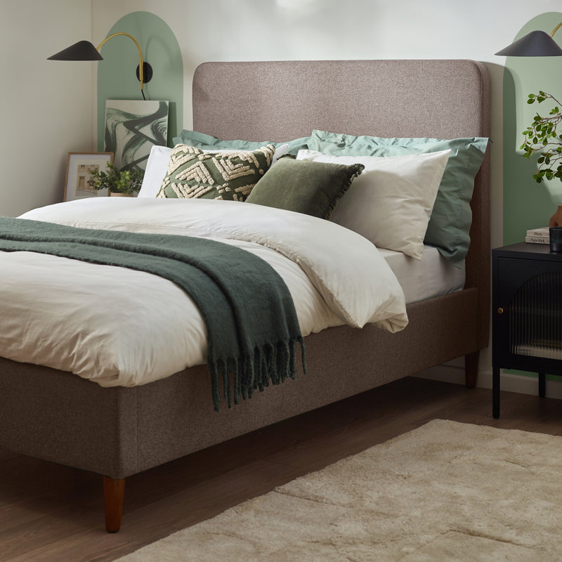 Rozy Luxury Fabric Upholstered Bed Frame - Crisp Minimalist Design Eco Fabric, Double (4'6), Taupe