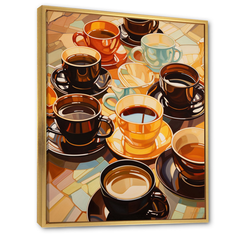 Jaffet Food Coffee Tea VI - Art sur toile, impression sur toile, H 44 po x l 34 po, Cadre flottant doré