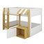 Lit superposé avec bureau, armoire de rangement et ports USB, lit superposé peu encombrant avec échelle et garde-corps