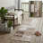 8' Runner Taupe and Ivory Patchwork Washable Non Skid Indoor Outdoor Runner Rug