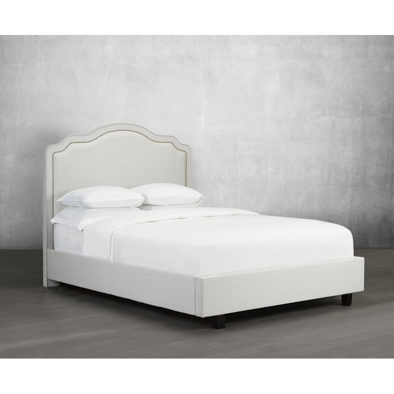 Lit plateforme avec rangement rembourré Stoneburner, Cuir - Blanc, Double