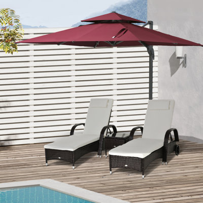 Parasol de patio rouge décalé de 10 pi - porte-à-faux suspendu, rotation à 360 degrés, fonction d'inclinaison, base en aluminium pour parasol de fête de dinde, 360 rotatif, inclinable, carré, décoration extérieure