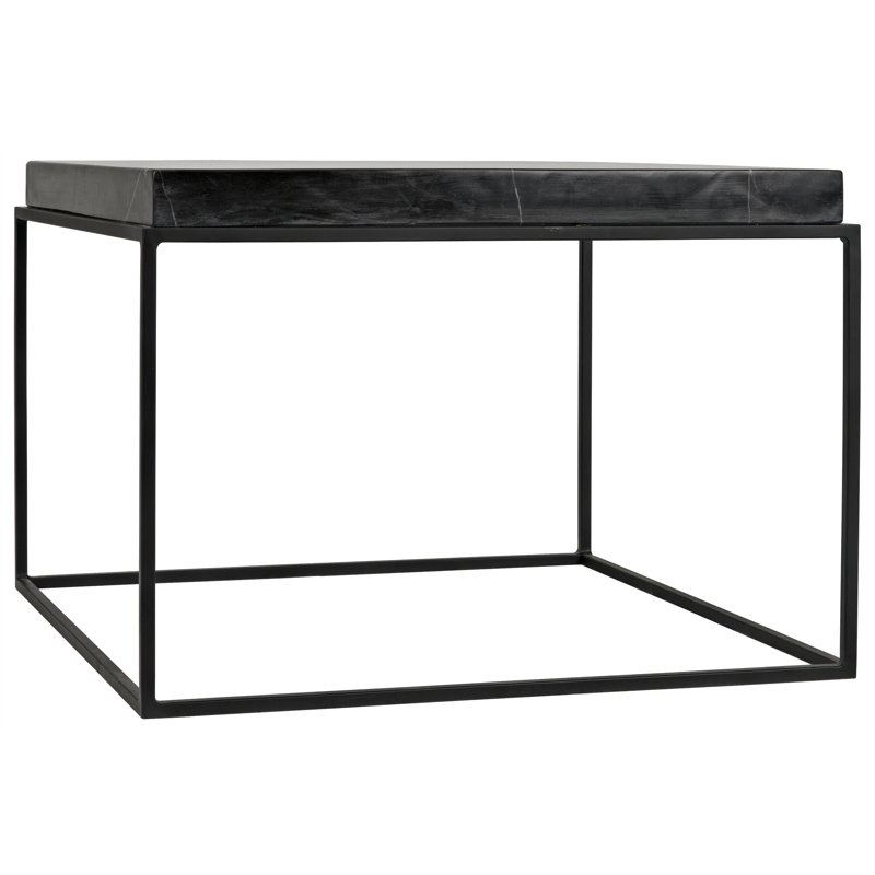Lomax Minimalist Black Marble and Metal 26" Coffee Table