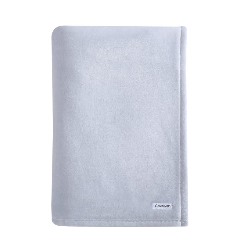 Calvin Klein Core Plush Solid Reversible Blanket, King, Light Blue
