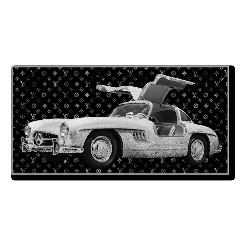 Art mural de luxe avec art automobile - 32 po x 63 po - cadre argenté