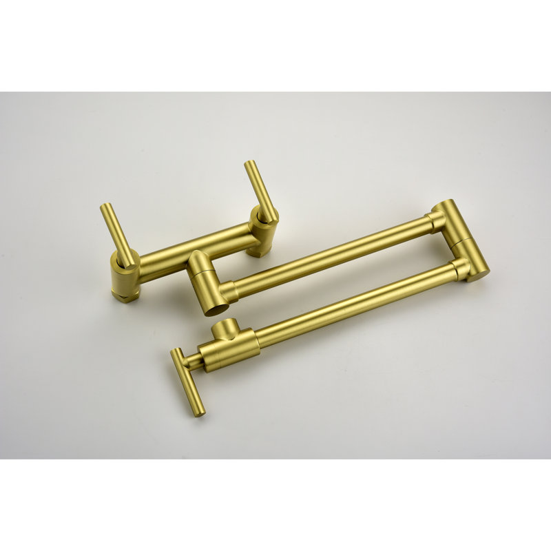 Pot Filler Faucets Both Hot Cold Water Wall Faucet Brass Faucets Kitchen Folding Kitchen Faucets Commercial Sink Faucet 3 Handles 2 Holes  Joint Swing Arm Faucets