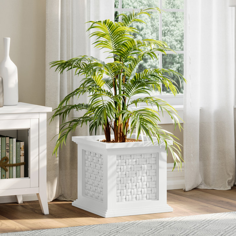Boîte à fleurs en faux rotin 14,65 po Pure Garden, blanc, Blanc