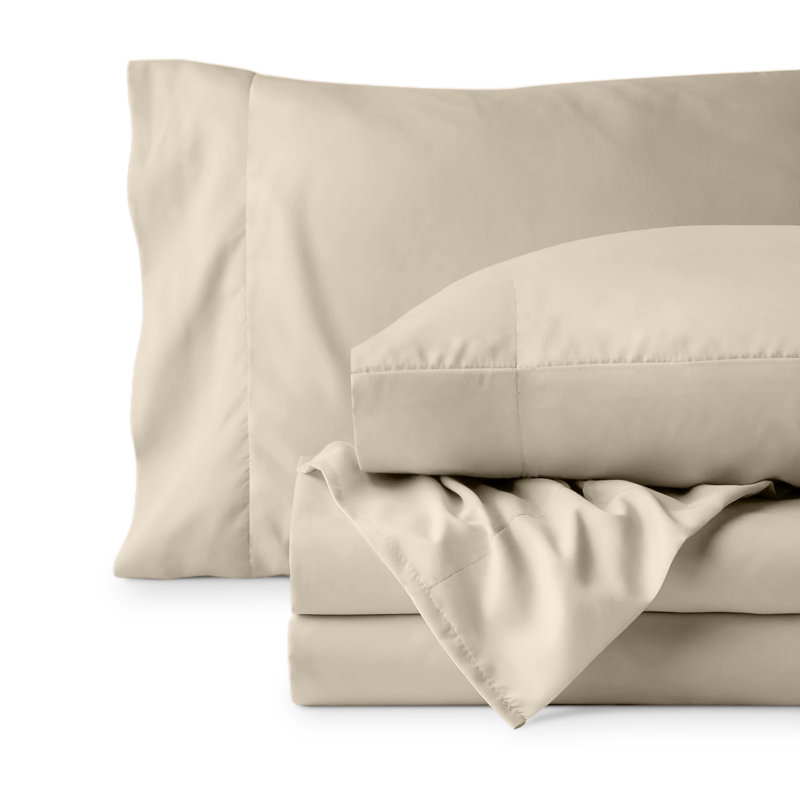 Microfiber Sheet Set, Twin Extra Long Sheet Set with 1 Pillowcase, Sand