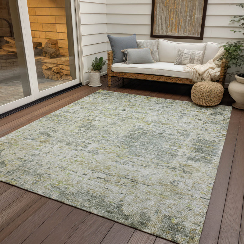 Tapis vert lavable intérieur / extérieur Suri , 9 pi x 12 pi