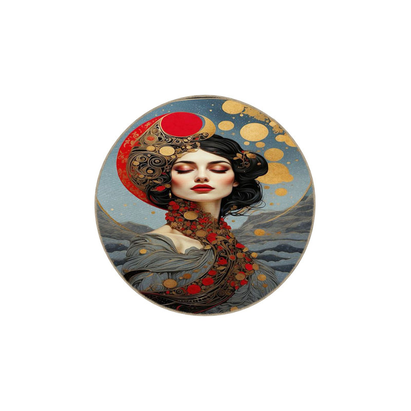 Tapis tissé à motif de lune lavable, Sous-tapis rectangulaire 5 pi 1 po x 7 pi 7 po inc