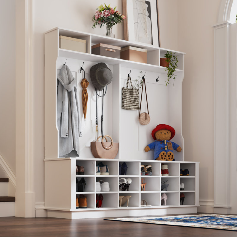 Organisateur de couloir blanc avec banc