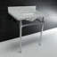 Marble Rectangle Widespread Console Bathroom Sink with Overflow-50233726