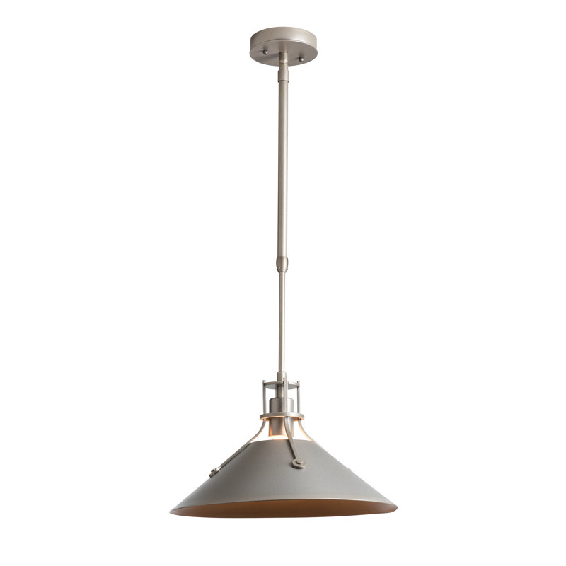 Henry Outdoor Pendant with Metal Shade, Coastal Burnished Steel, 8.7" H x 14.4" W x 14.4" D