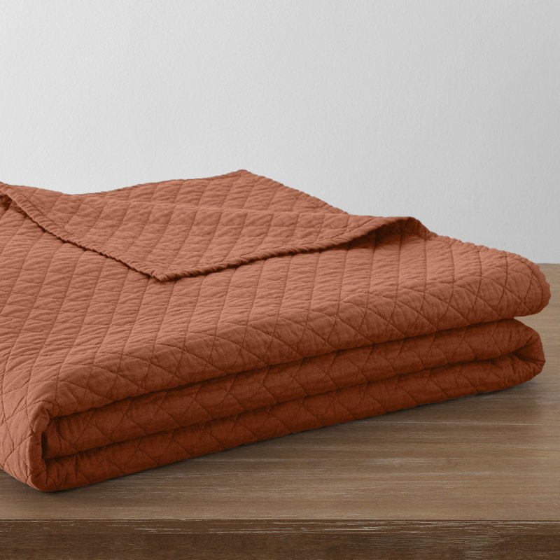 Jeffen Linen Blend Quilt, Full/Queen Quilt, Rust