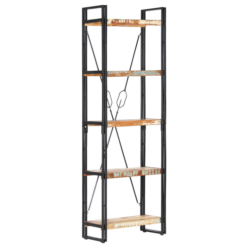 Bookcase Solid Mango Wood, Brown, (5 Shelves) 70.9” H x 23.6” W x 11.8”D