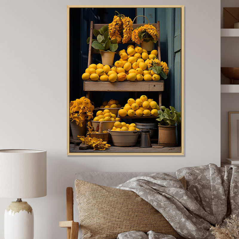 Cuba Citrus Harmony, reproduction d'art sur toile, Cadre naturel flottant, H 32 po x l 16 po x P 1 po