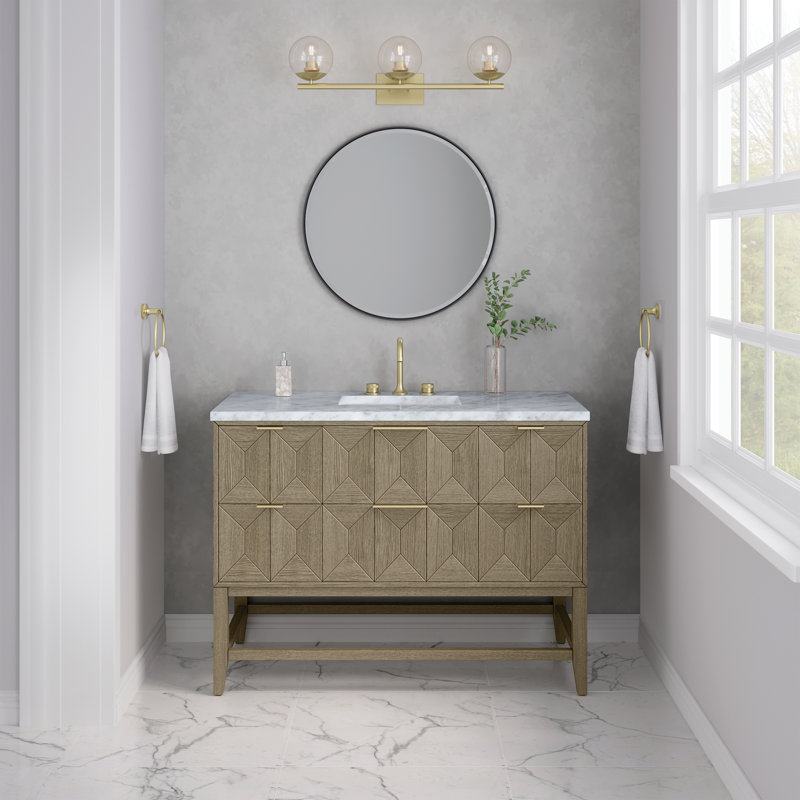 Emmeline 48'' Single Bathroom Vanity with Top, Carrara White, 8" Widespread