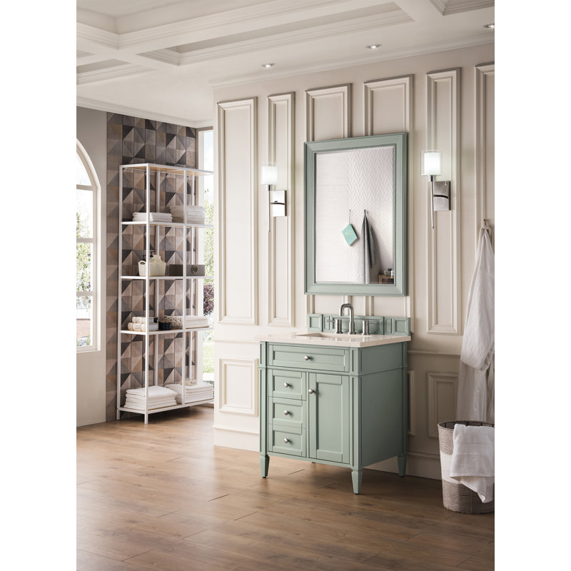 Brittany 30'' W Single Vanity, Sage Green, White Zeus, 8" Widespread