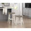 2 tabourets de bar, bois d'hévéa massif, blanc et café, poids transitionnel 2 pièces, bois, couleurs café, 250 lb-124603735-124603733