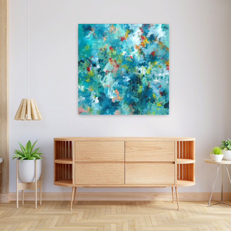 Art contemporain abstrait forêt tropicale, H 36 po x l 36 po