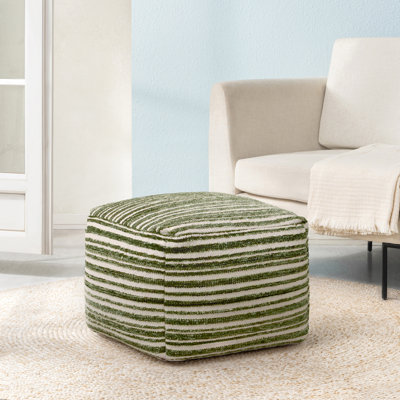 Maryann 16" Green Upholstered Pouf Ottoman
