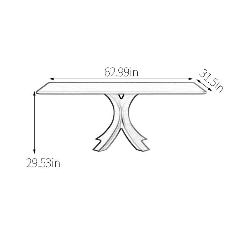 Table de salle à manger Smooth Beauty, Taupe, Blanc, H 29,53 po x L 62,99 po x l 31,5 po