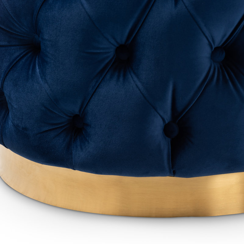 Repose-pieds capitonné Kylaya Glam, Bleu