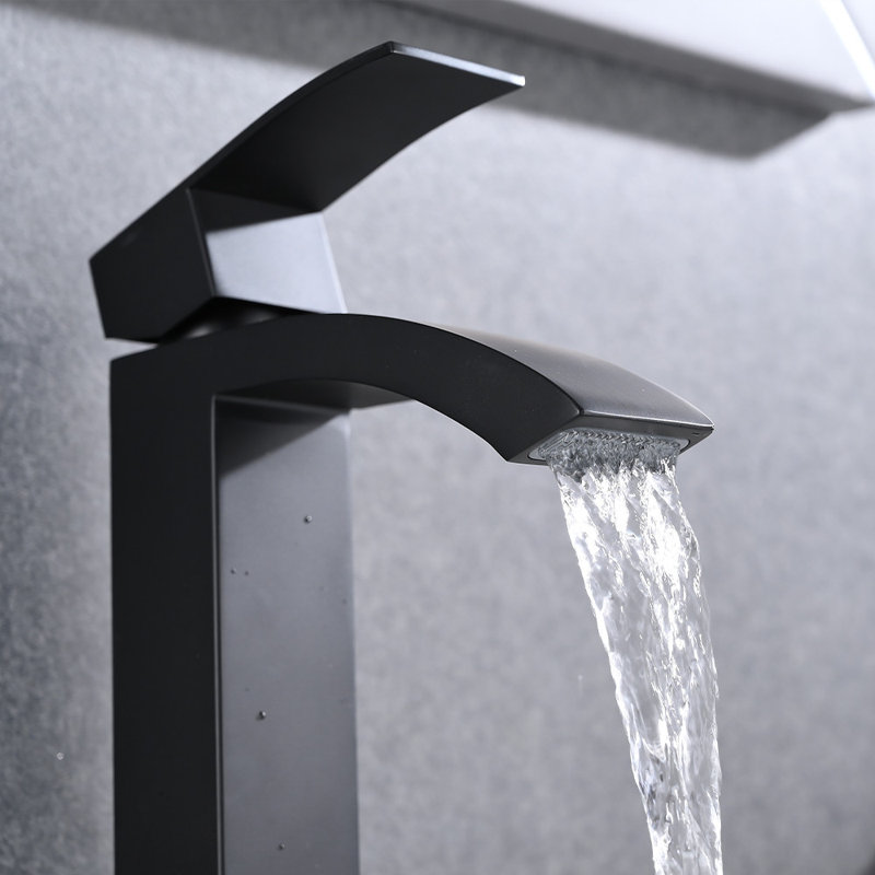 Robinet de lavabo monotrou Bathroon avec bonde escamotable, Noir mat