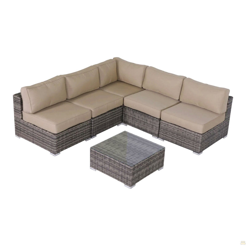 Ensemble de patio en osier 4 pièces entièrement assemblé avec coussins de qualité supérieure