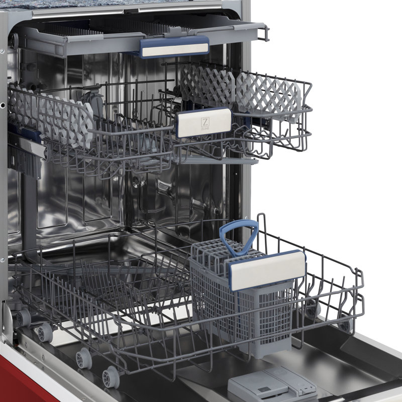 ZLINE 24" Tallac Series 3rd Rack Tall Tub Dishwasher with Stainless Steel Tub, 51dBa, Red Matte