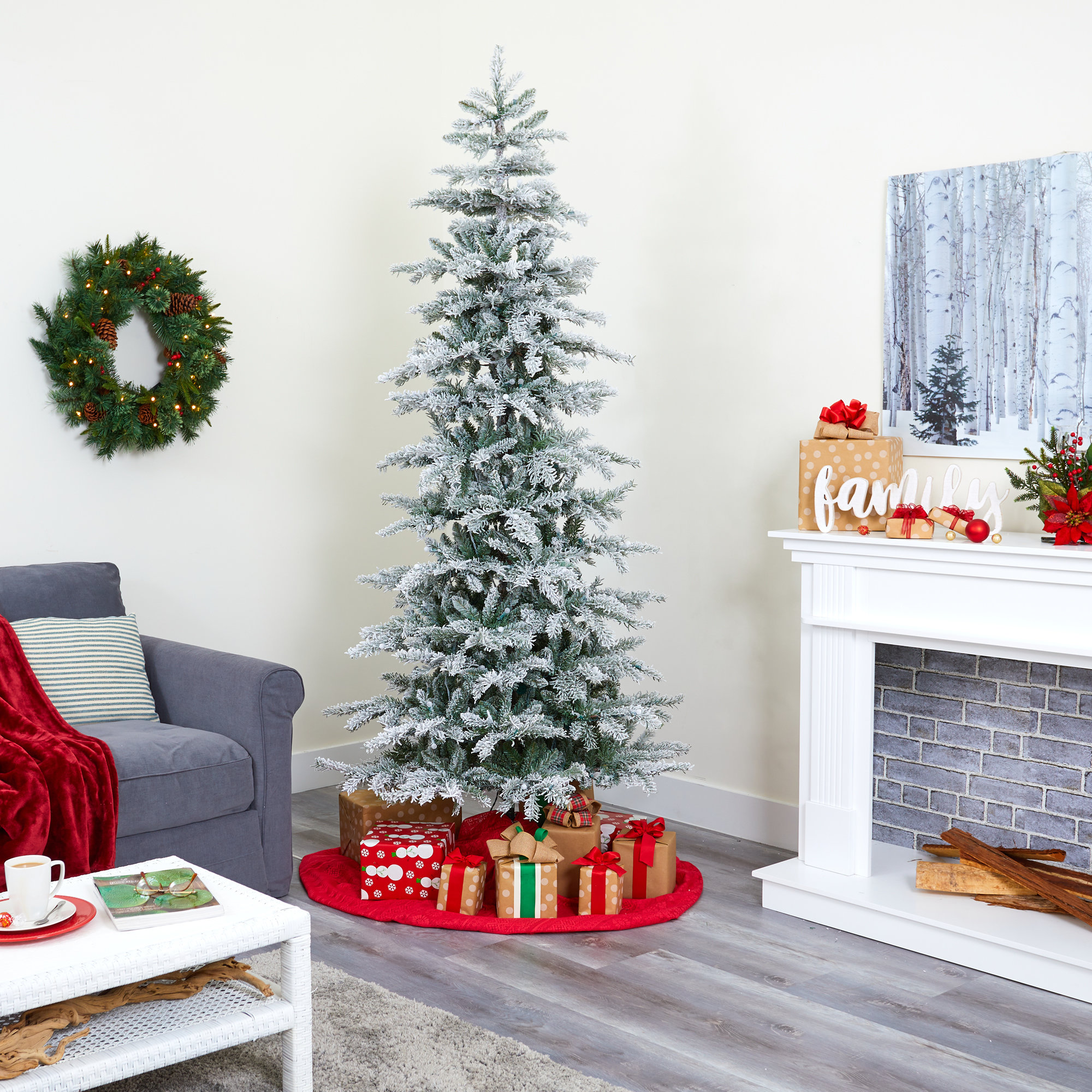 Lighted Artificial Spruce Christmas Tree, 7.5' H