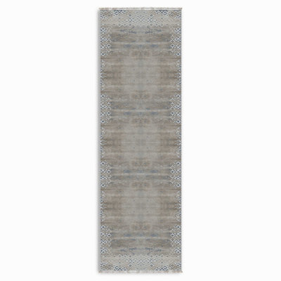 Designer Gray Geometric Washable Non-Slip Indoor/Outdoor Area Rug